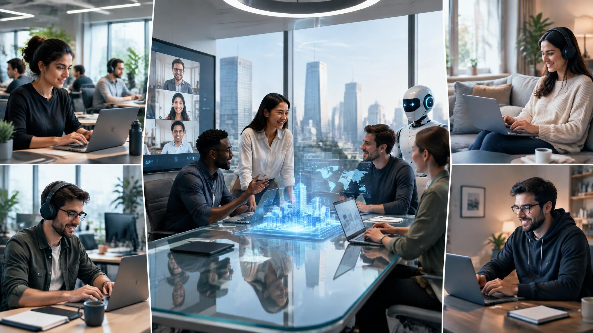 people working in modern office