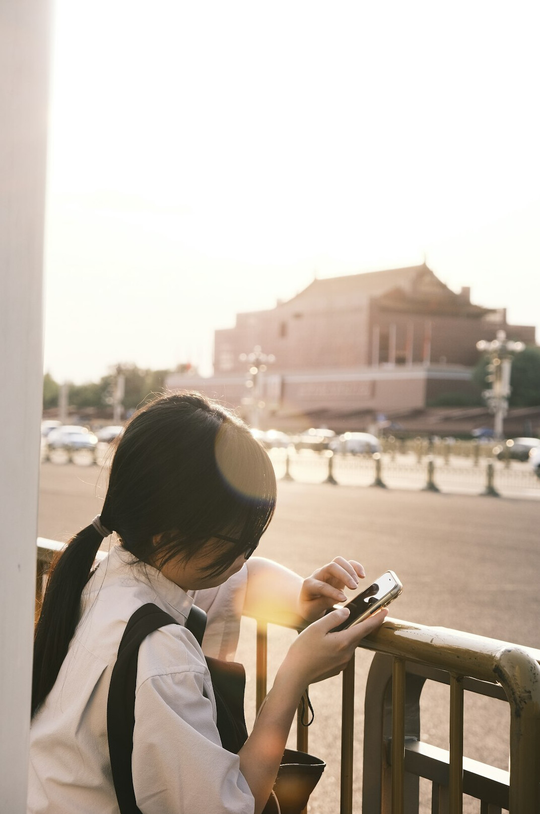 teenager using smartphone